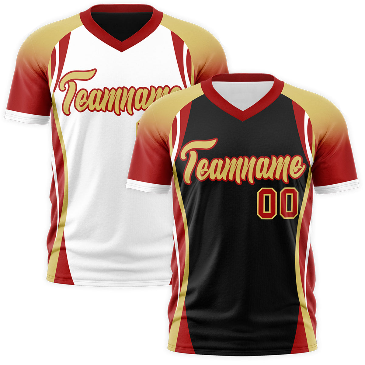 Custom Black Old Gold Red Reversible Breathable T-shirt| KXKSHOP