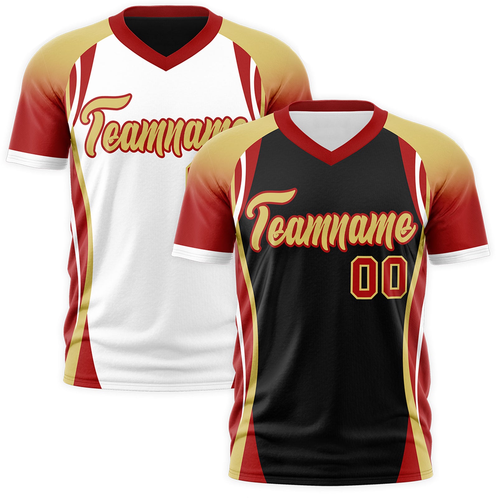 Custom Black Old Gold Red Reversible Breathable T-shirt| KXKSHOP