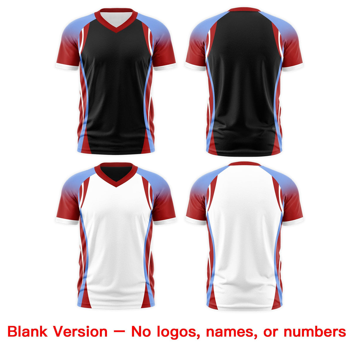 Custom Black Light Blue Red Reversible Breathable T-shirt| KXKSHOP