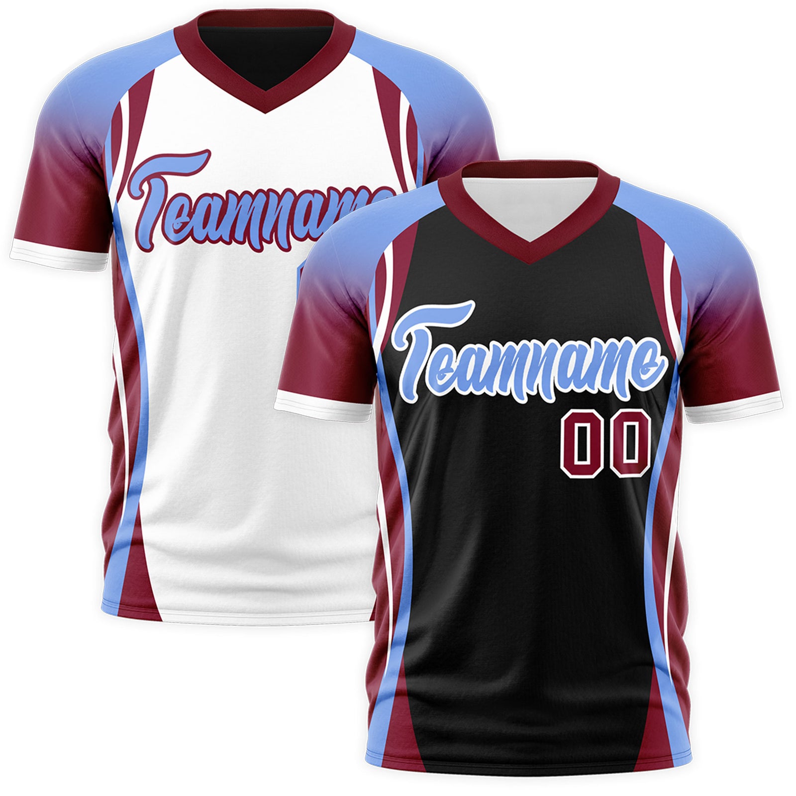 Custom Black Light Blue Crimson Reversible Breathable T-shirt| KXKSHOP