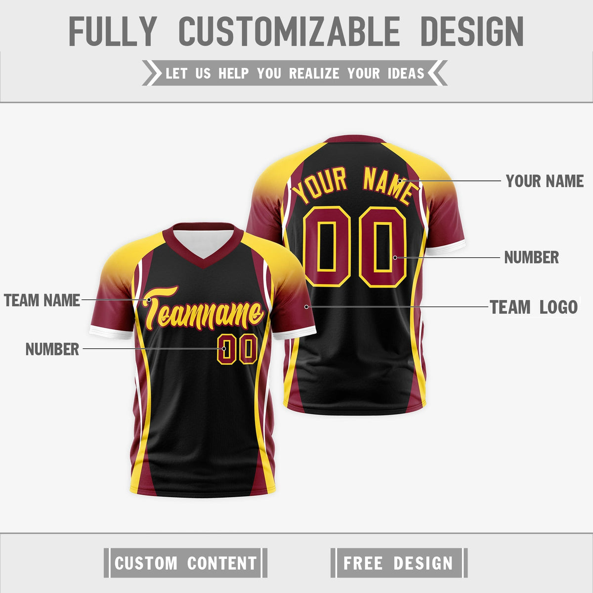 Custom Black Gold Crimson Reversible Wrinkle-Resistant T-shirt| KXKSHOP