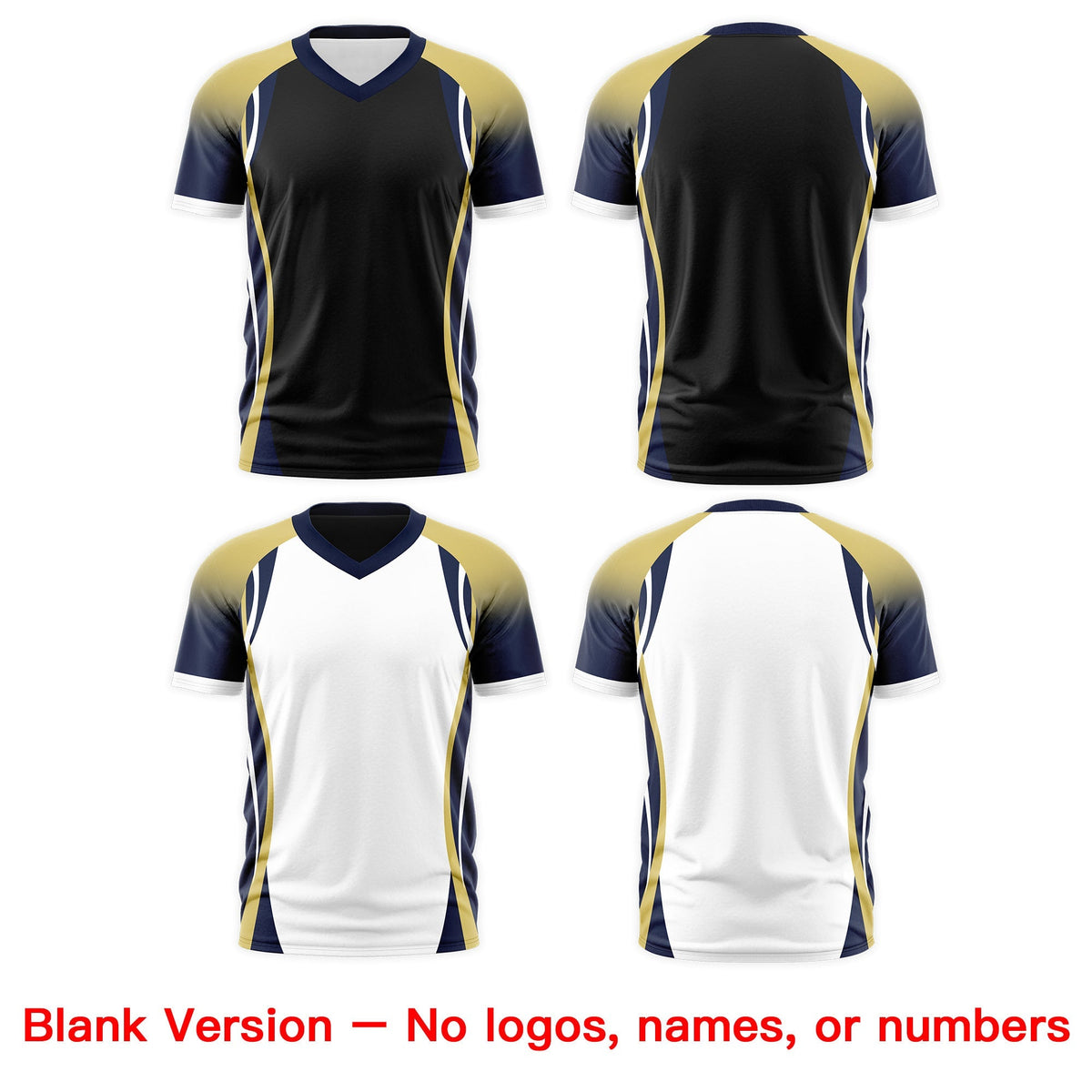 Custom Black Old Gold Navy Reversible Wrinkle-Resistant T-shirt| KXKSHOP