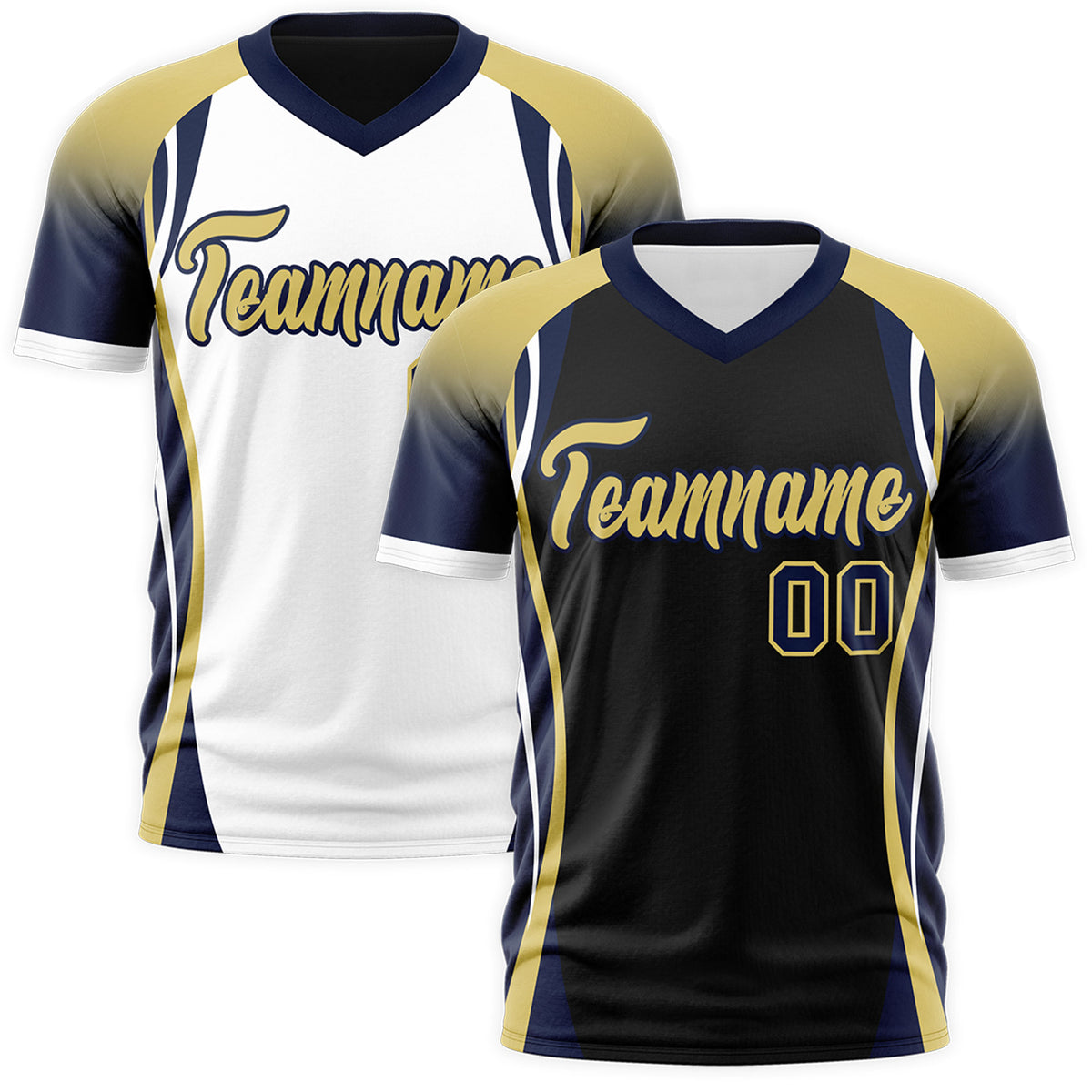 Custom Black Old Gold Navy Reversible Wrinkle-Resistant T-shirt| KXKSHOP