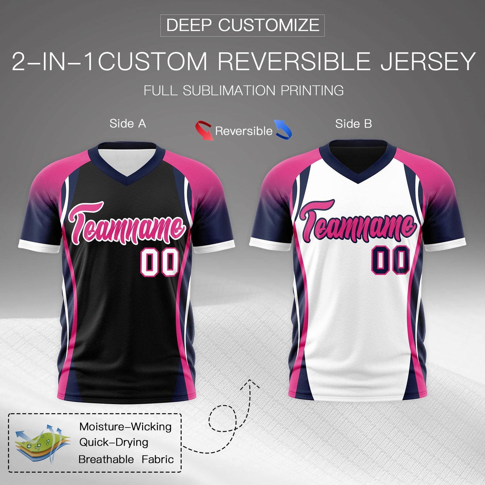 Custom Black Rose Red Navy Reversible Breathable T-shirt| KXKSHOP