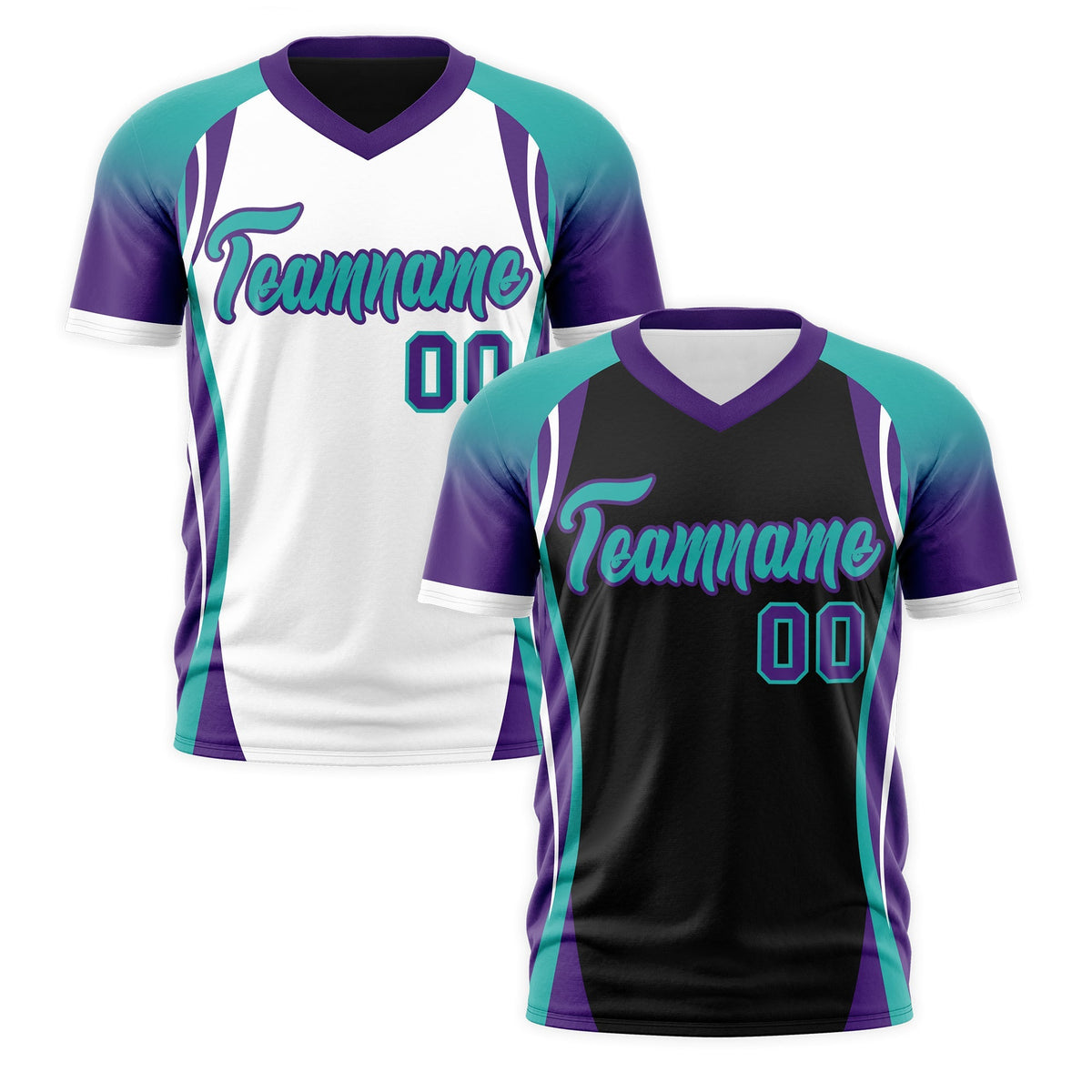 Custom Black Aqua Purple Reversible Wrinkle-Resistant T-shirt| KXKSHOP