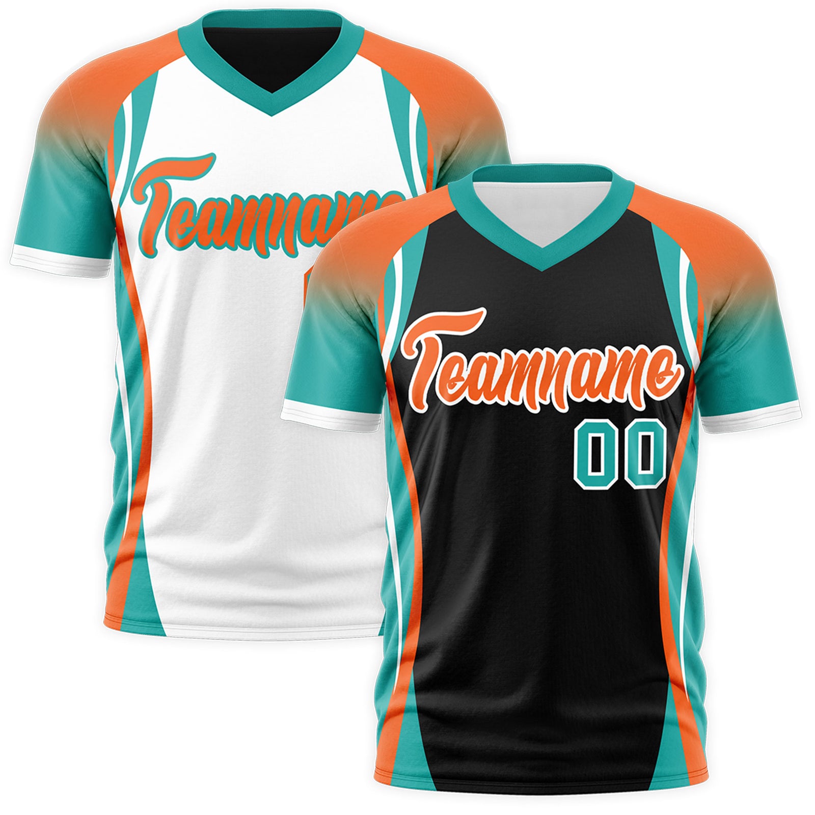 Custom Black Orange Aqua Reversible Wrinkle-Resistant T-shirt| KXKSHOP