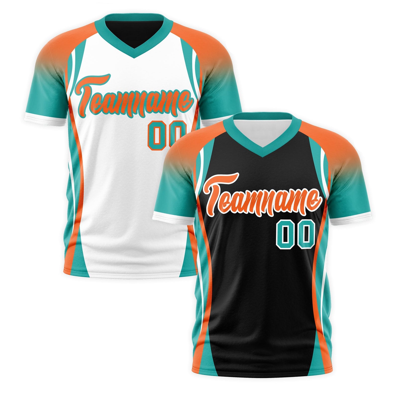 Custom Black Orange Aqua Reversible Wrinkle-Resistant T-shirt| KXKSHOP