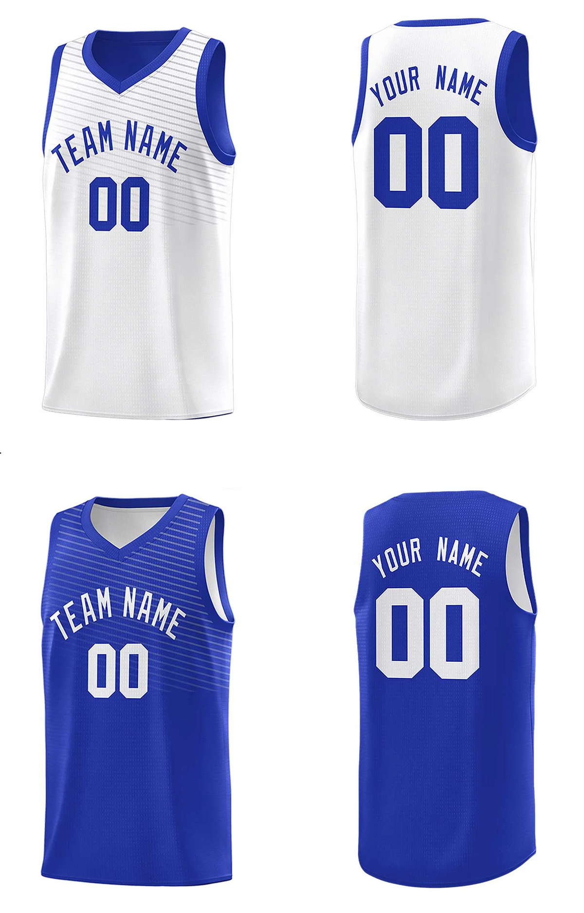Fans-Made |Custom Royal White Chest Slash Patttern Double Side Top Sports Uniform Basketball Jersey¨C Available for Reorder
