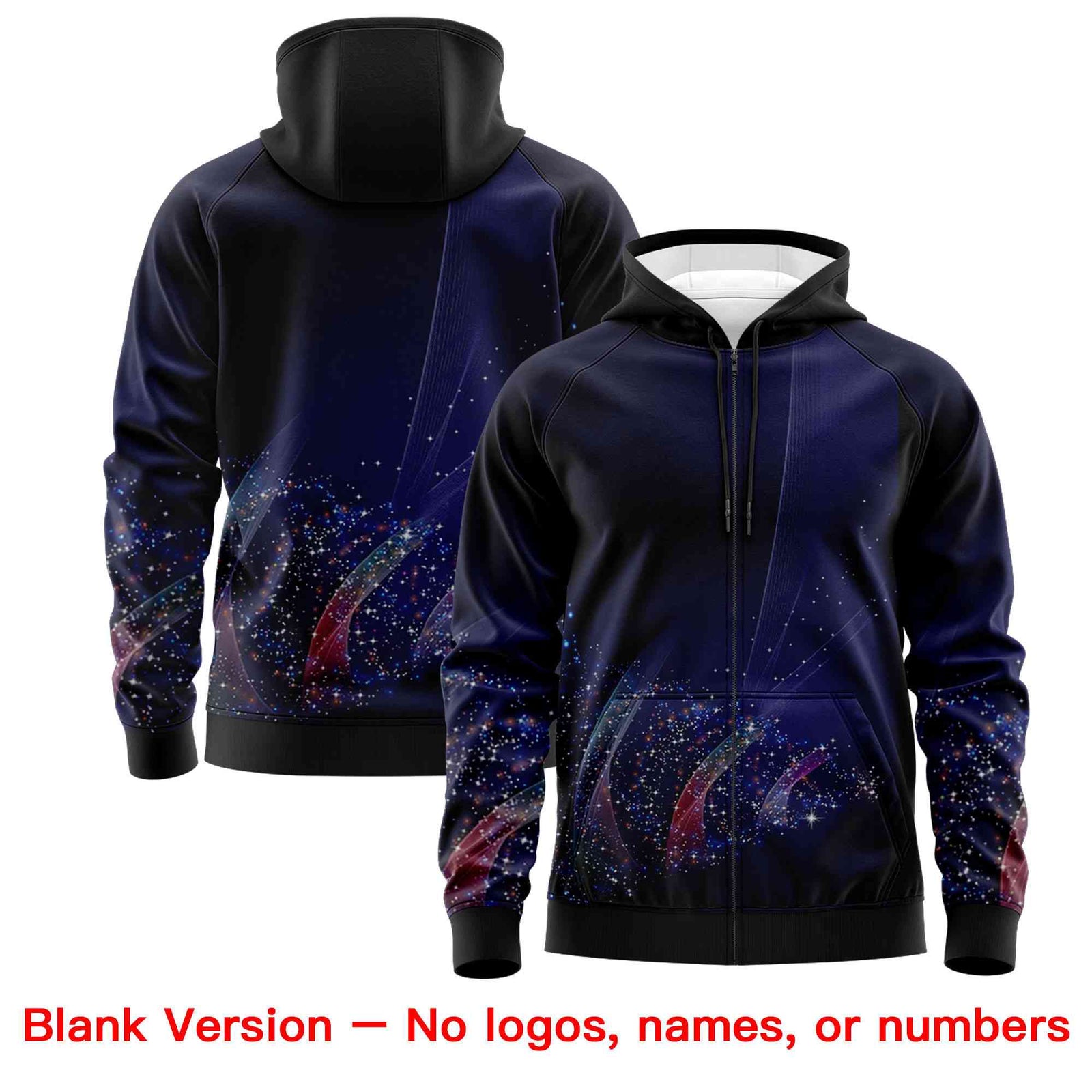 Custom Black Red Christmas Graffiti Pattern Athletic Full-Zip Hoodie