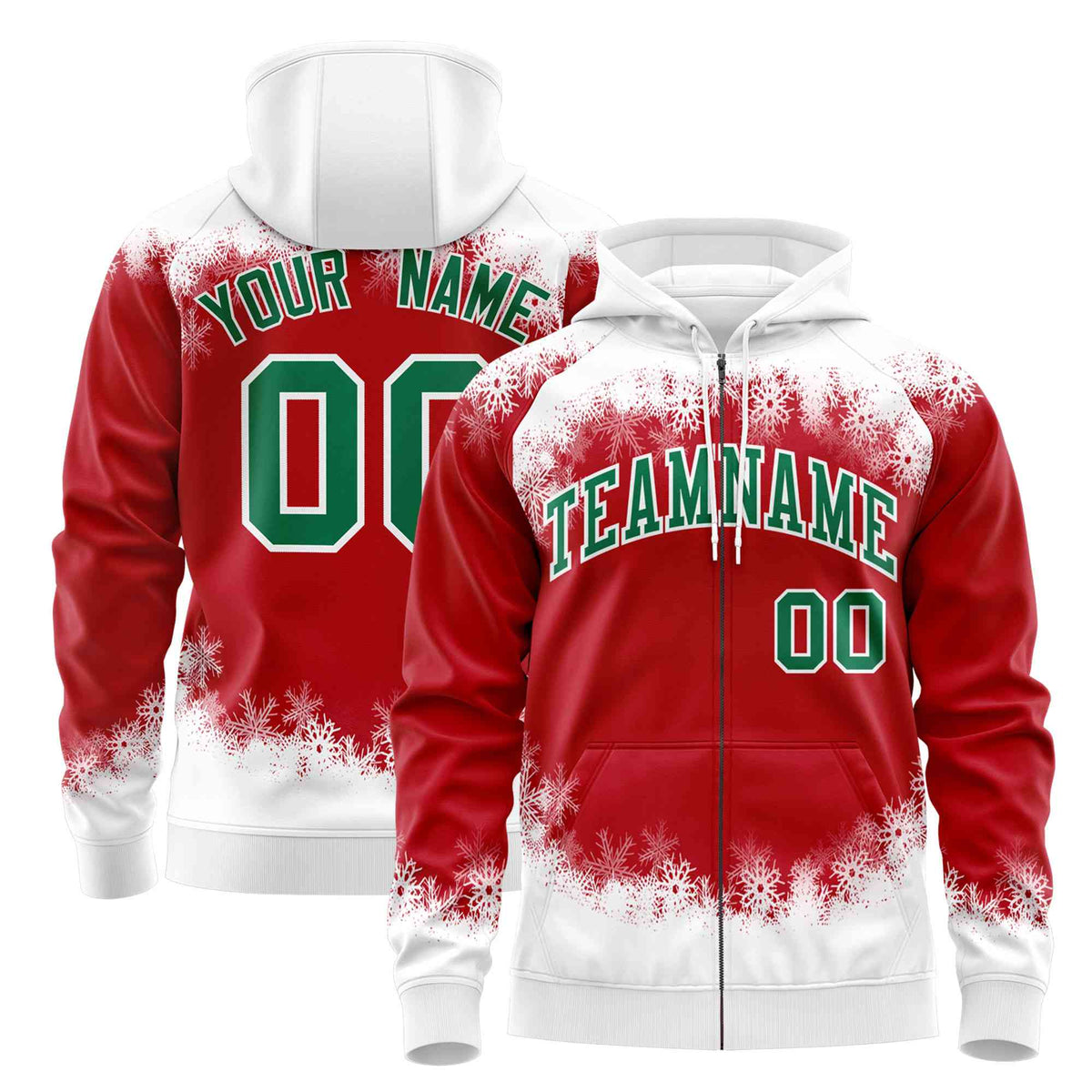 Custom Red White Christmas Graffiti Pattern Athletic Pullover Hoodie