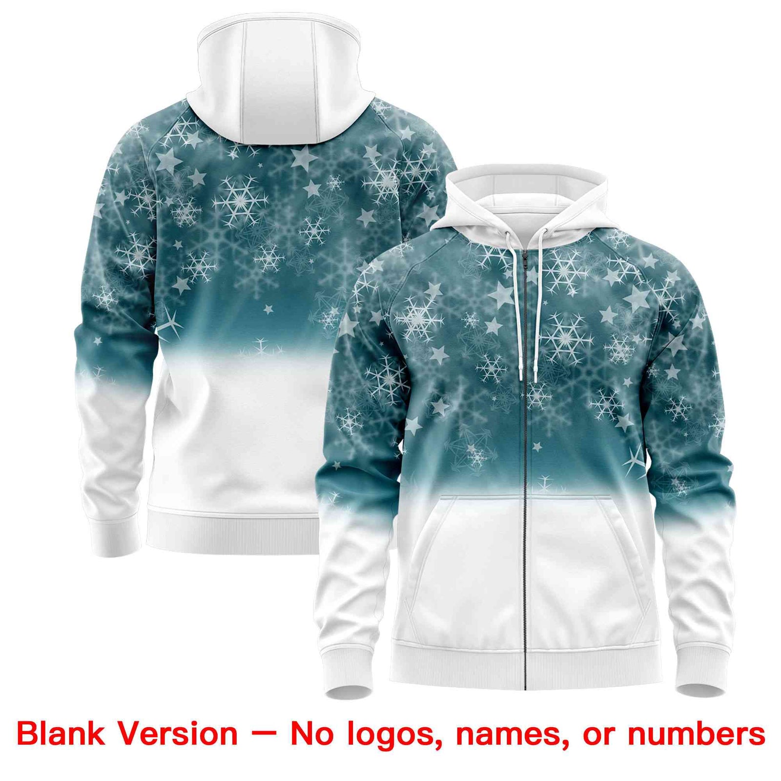 Custom White Midnight Blue Christmas Graffiti Pattern Athletic Full-Zip Hoodie