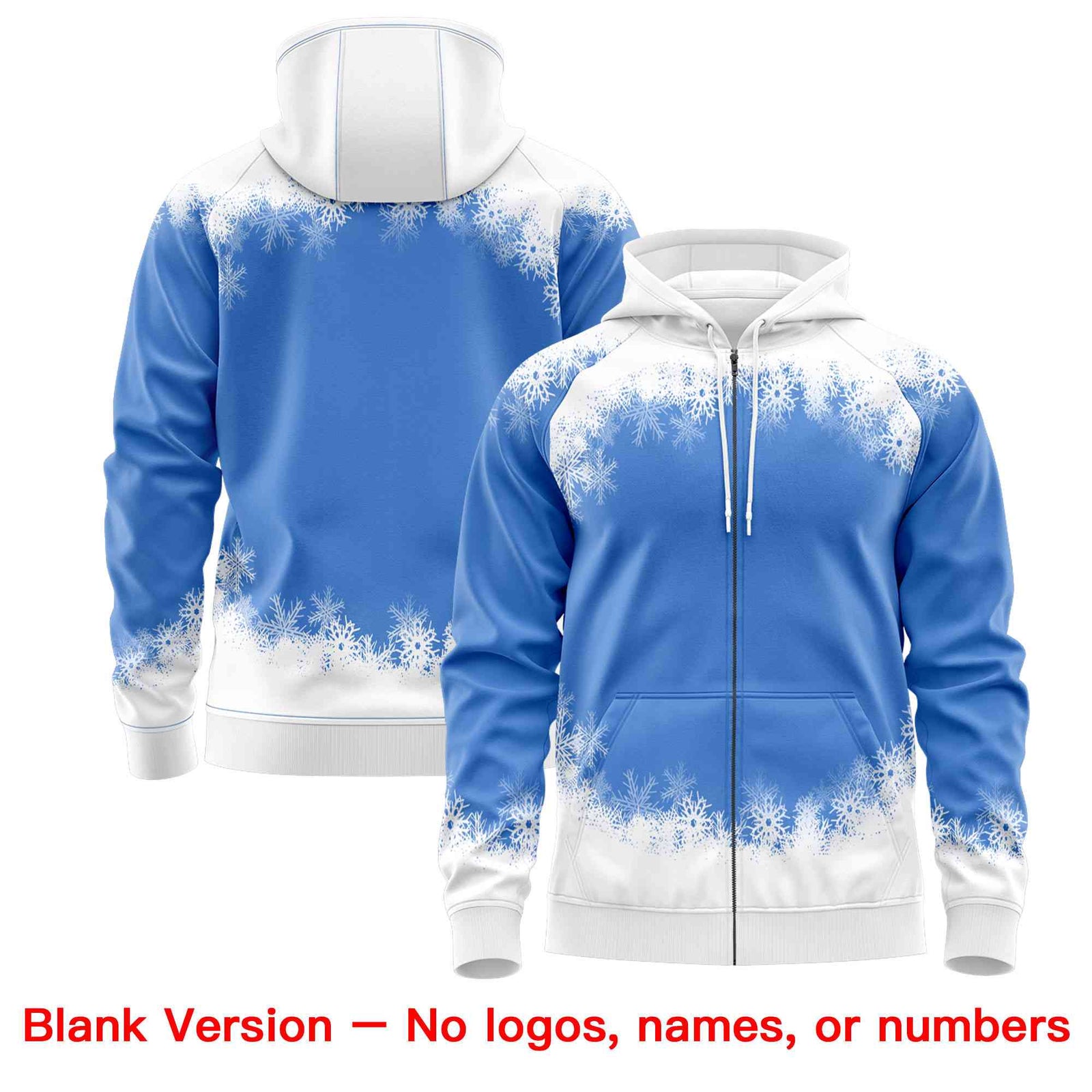 Custom Powder Blue White Christmas Graffiti Pattern Athletic Pullover Hoodie