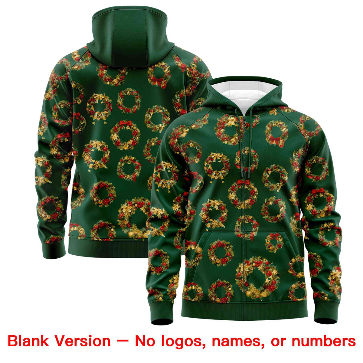 Custom Green Red Christmas Graffiti Pattern Athletic Full-Zip Hoodie| KXKSHOP