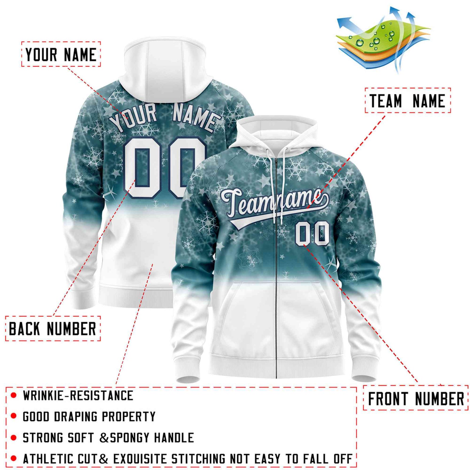 Custom White Midnight Blue Christmas Graffiti Pattern Athletic Pullover Hoodie| KXKSHOP