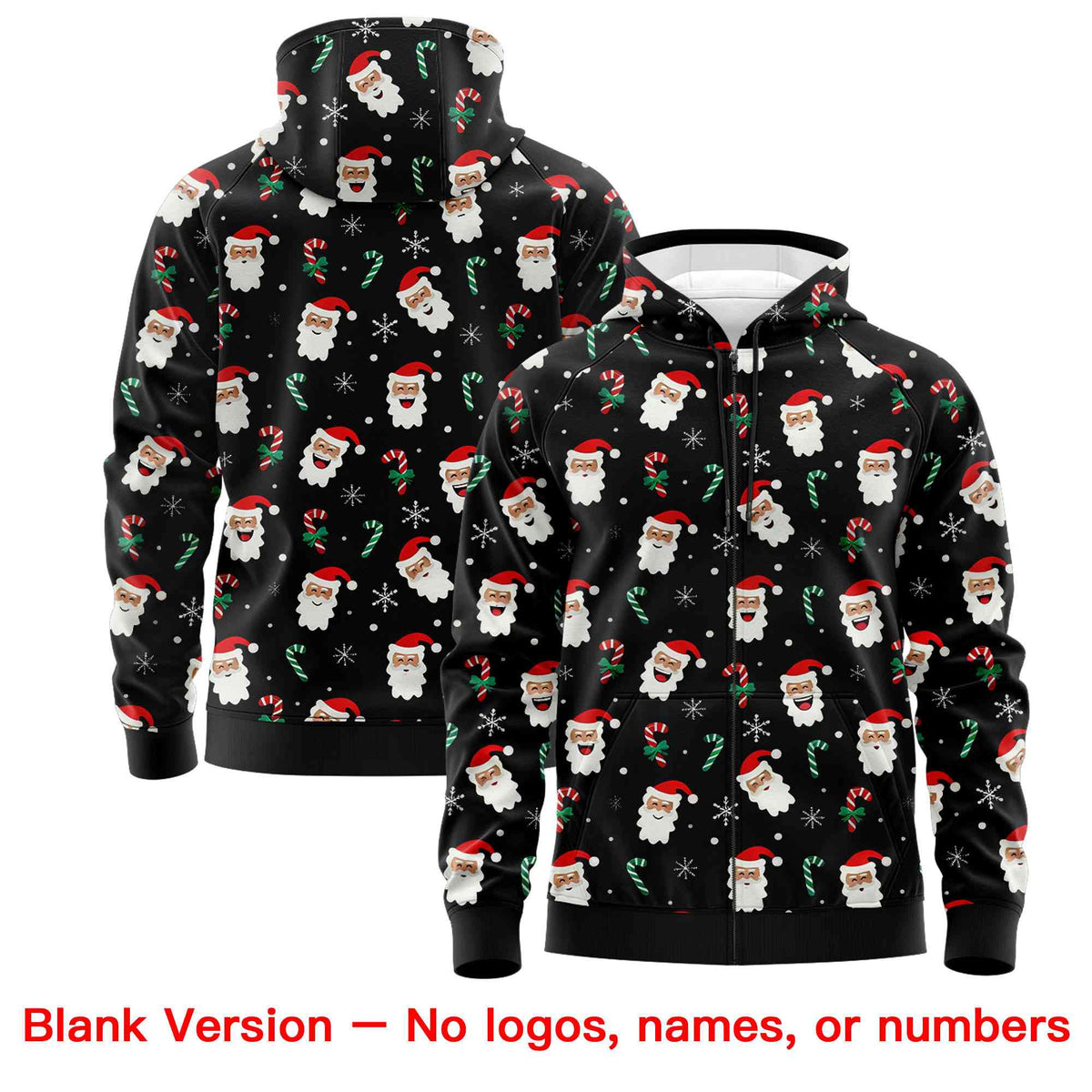 Custom Black Kelly Green Christmas Graffiti Pattern Athletic Full-Zip Hoodie| KXKSHOP