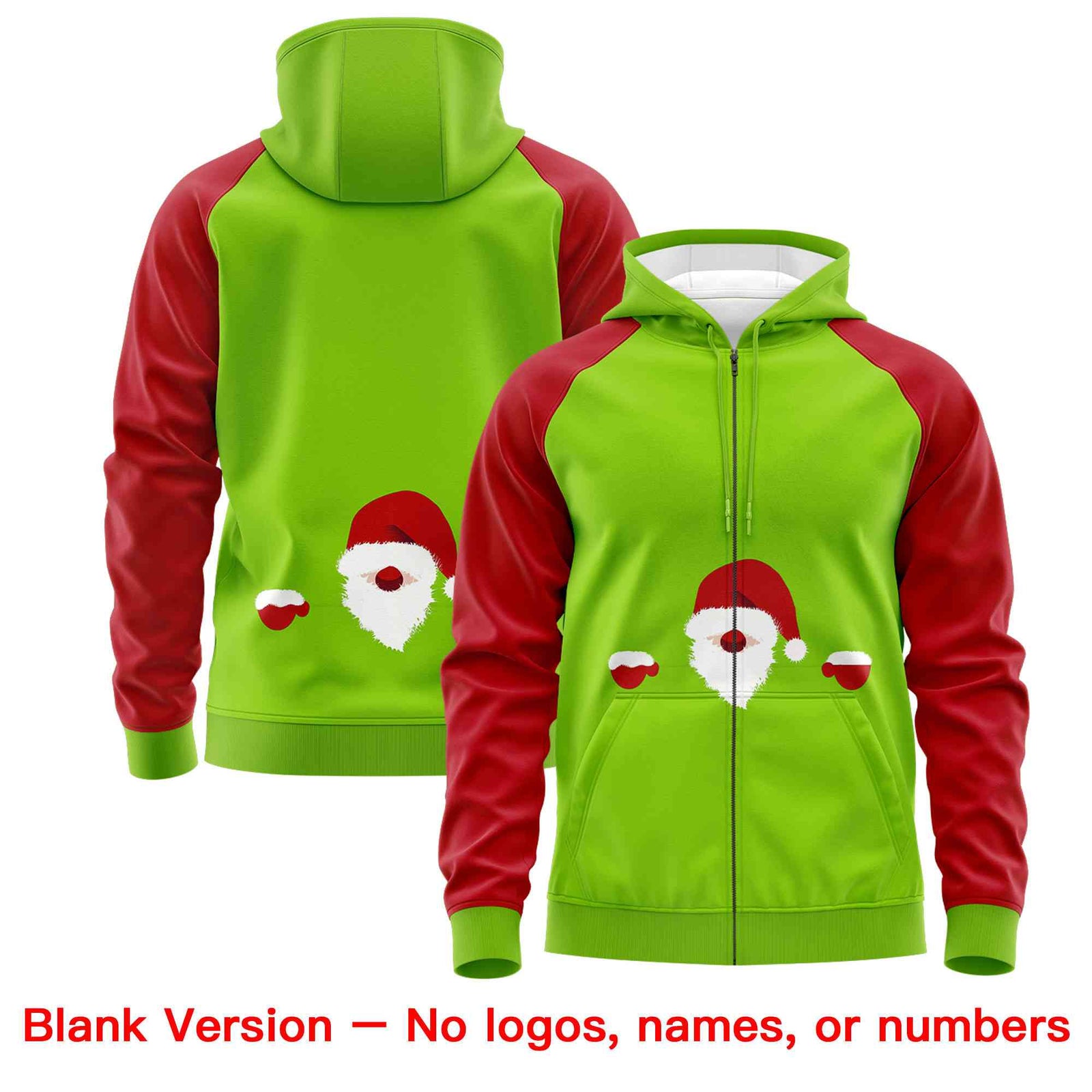 Custom Neon Green Red Christmas Graffiti Pattern Athletic Pullover Hoodie| KXKSHOP