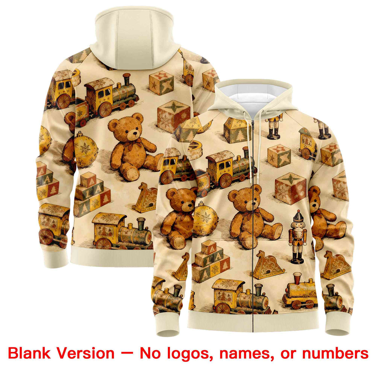Custom Cream Light Brown Christmas Graffiti Pattern Athletic Pullover Hoodie| KXKSHOP