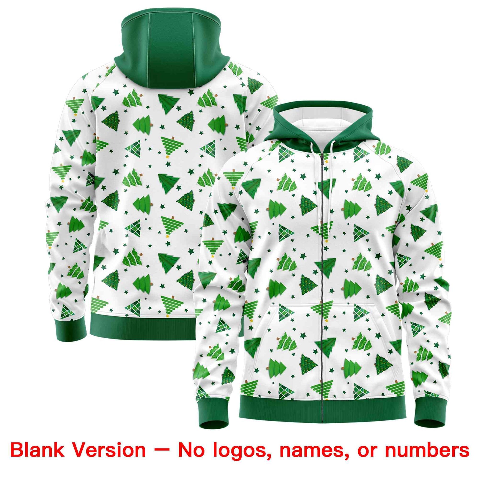 Custom White Kelly Green Christmas Graffiti Pattern Athletic Pullover Hoodie| KXKSHOP