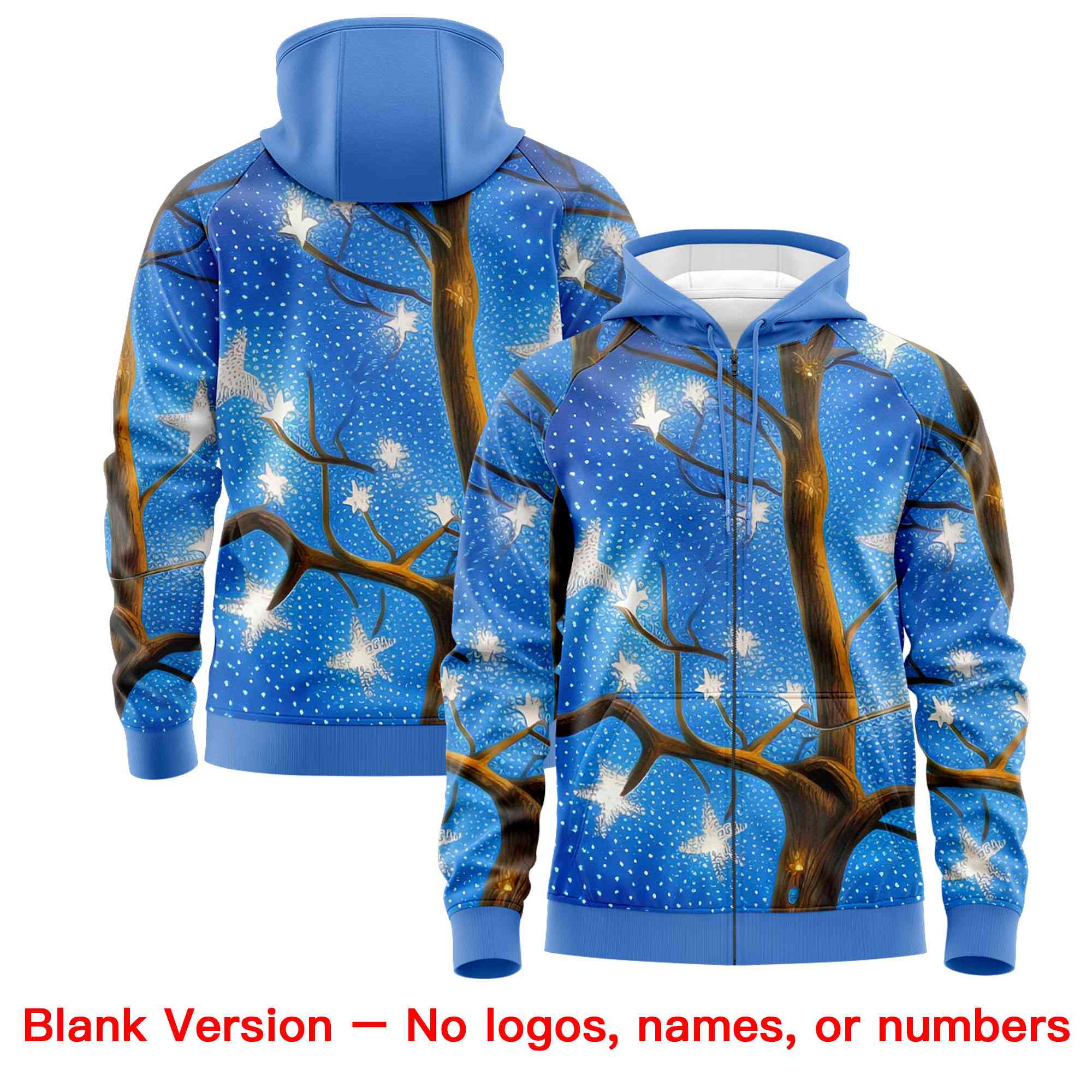 Custom Powder Blue Light Brown Christmas Graffiti Pattern Athletic Pullover Hoodie| KXKSHOP