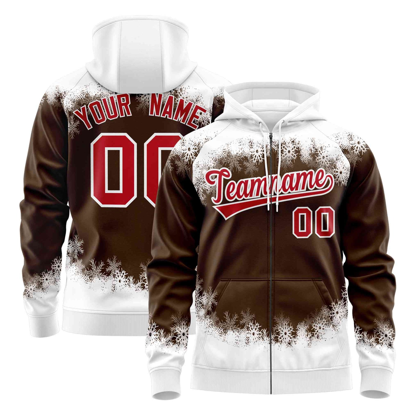Custom Light Brown White Christmas Graffiti Pattern Athletic Pullover Hoodie| KXKSHOP