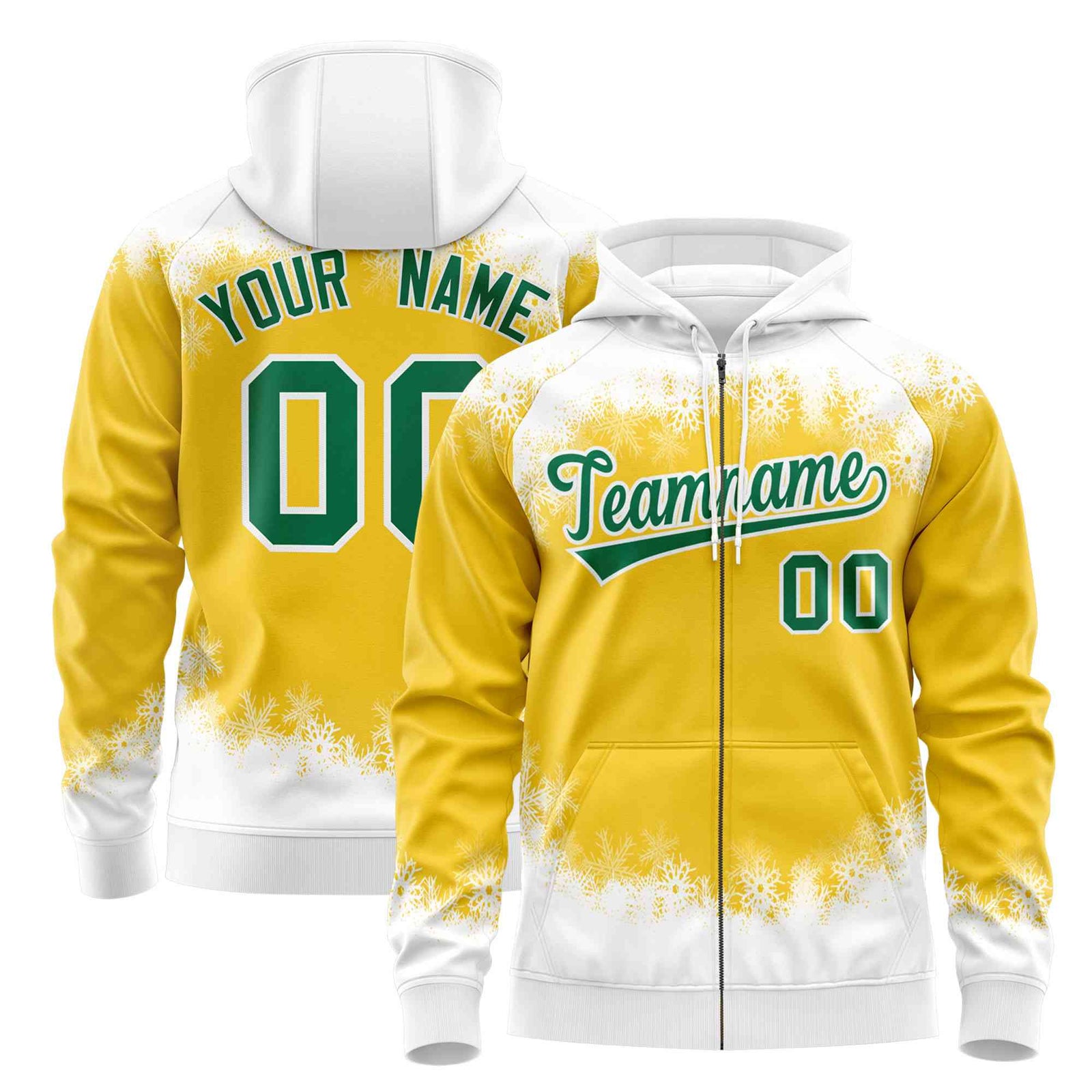 Custom Gold White Christmas Graffiti Pattern Athletic Pullover Hoodie| KXKSHOP