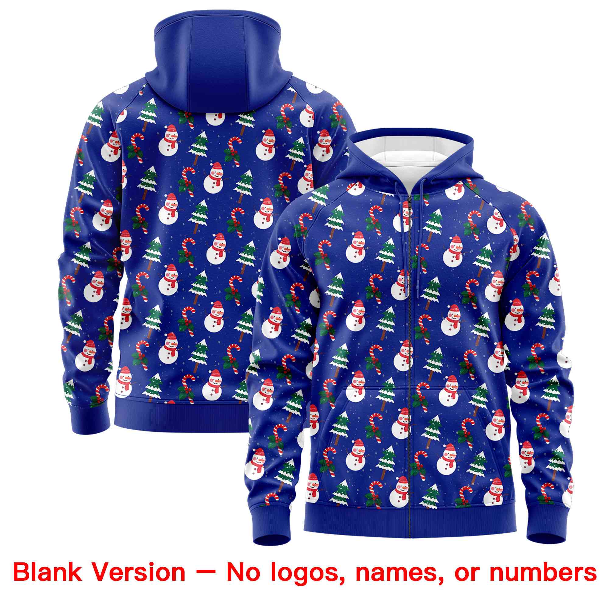 Custom Royal Blue Red Christmas Graffiti Pattern Athletic Pullover Hoodie| KXKSHOP
