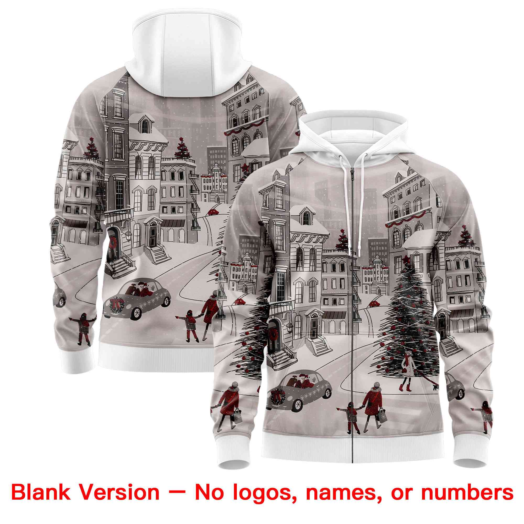 Custom White Red Christmas Graffiti Pattern Athletic Pullover Hoodie| KXKSHOP