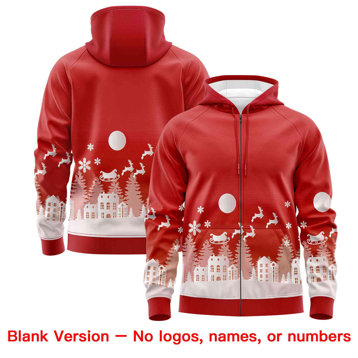 Custom Red Kelly Green Christmas Graffiti Pattern Athletic Full-Zip Hoodie| KXKSHOP