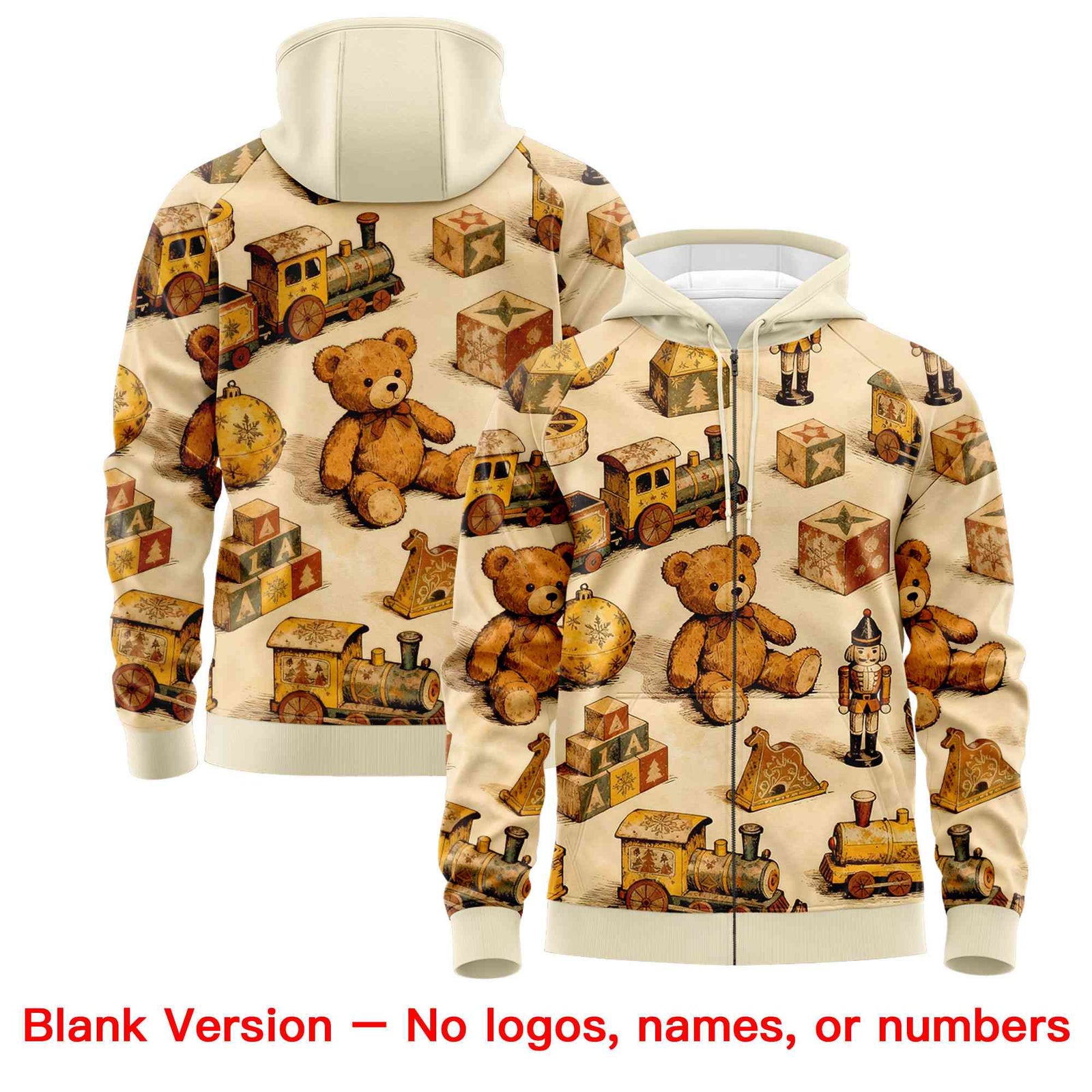 Custom Cream Light Brown Christmas Graffiti Pattern Athletic Pullover Hoodie