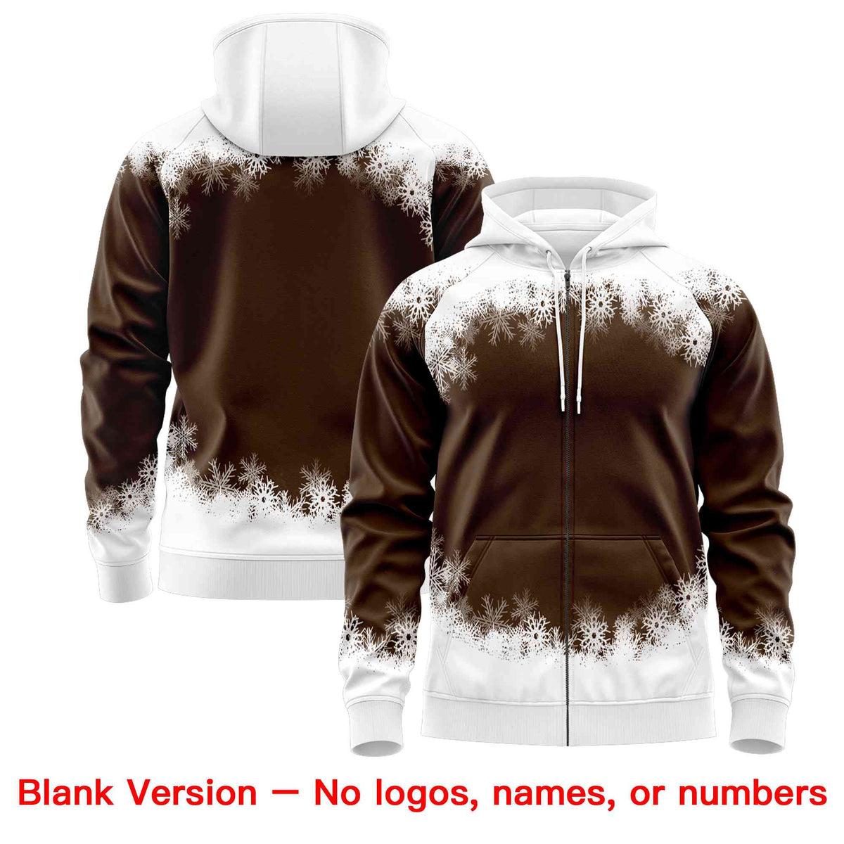 Custom Light Brown White Christmas Graffiti Pattern Athletic Full-Zip Hoodie