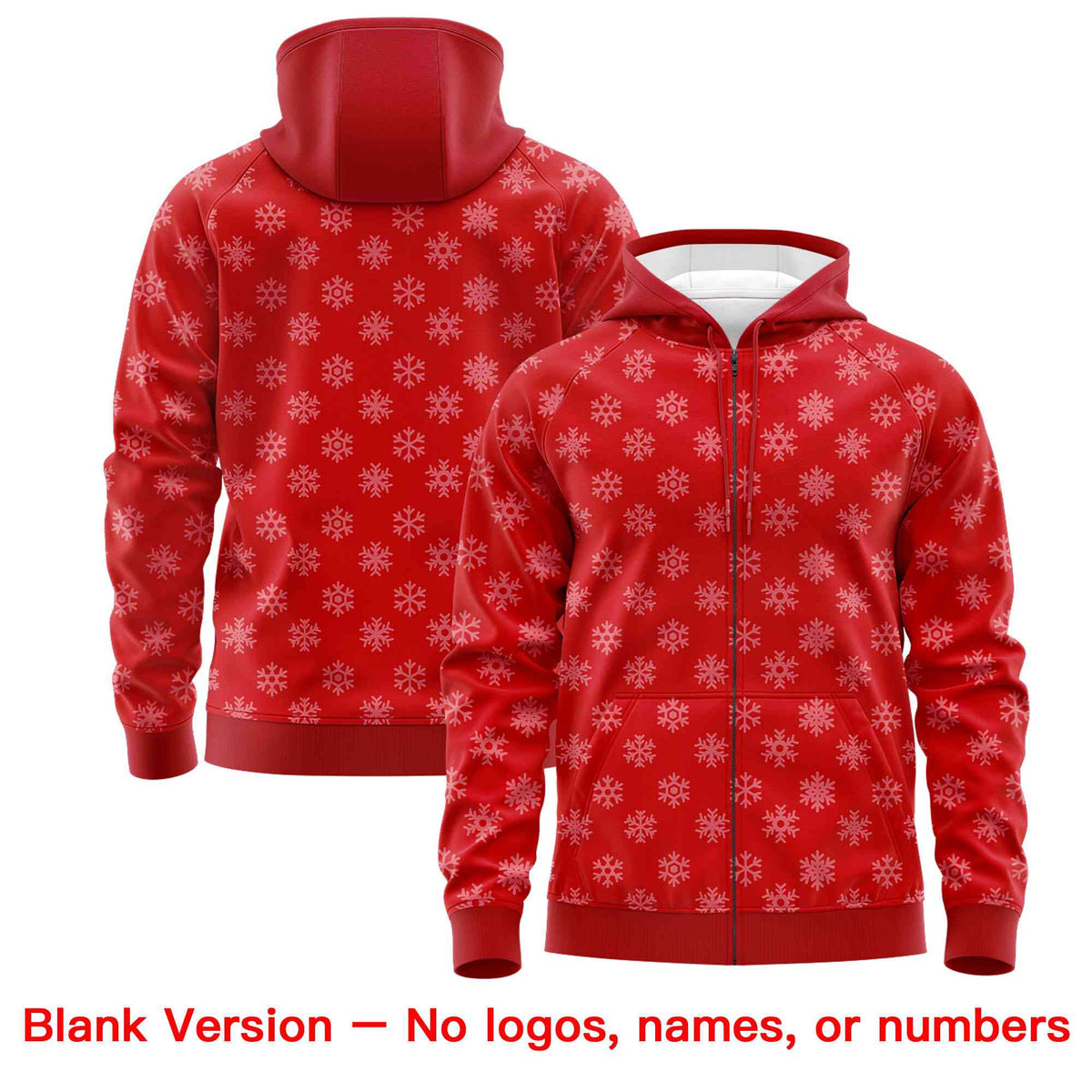 Custom Red Kelly Green Christmas Graffiti Pattern Athletic Full-Zip Hoodie