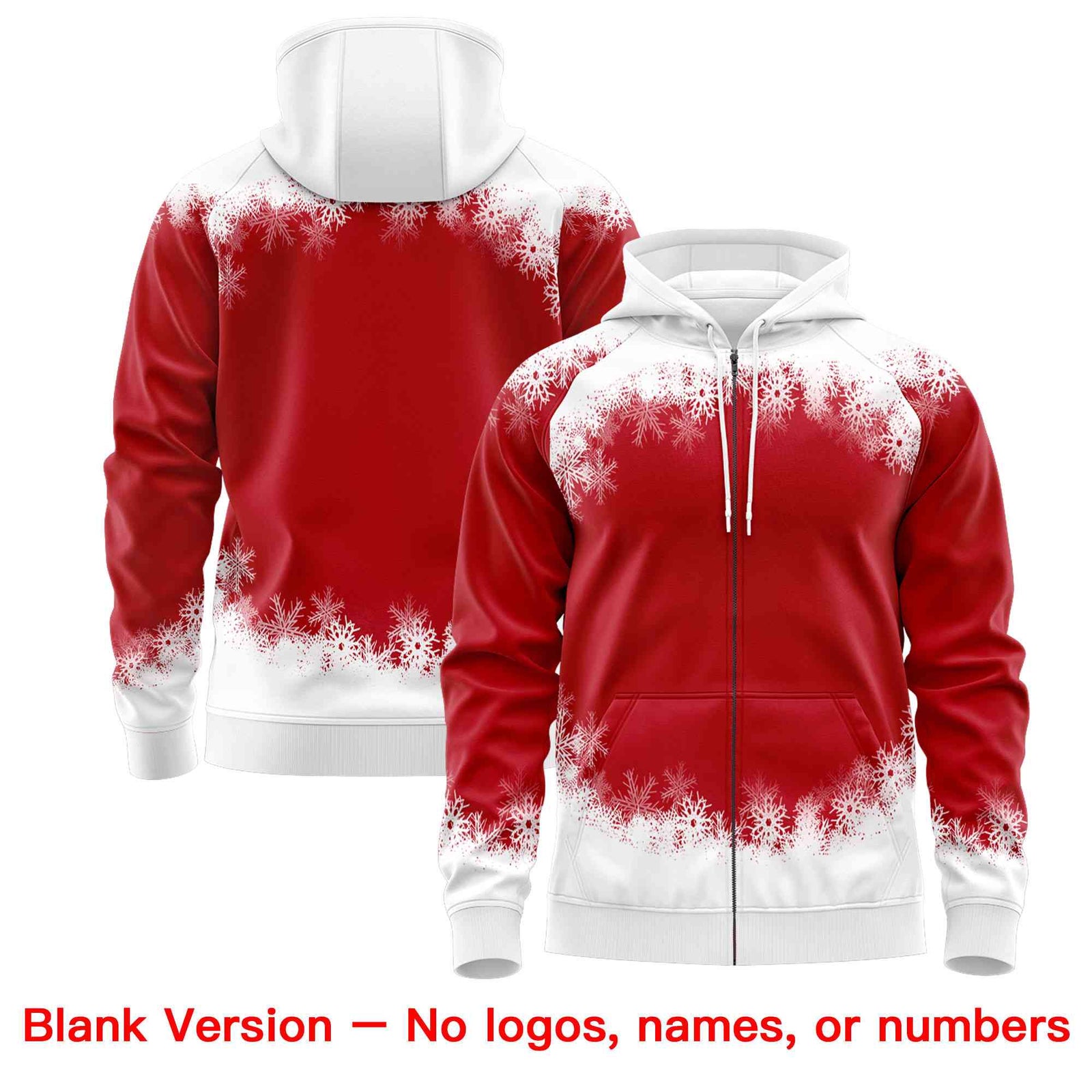 Custom Red White Christmas Graffiti Pattern Athletic Full-Zip Hoodie
