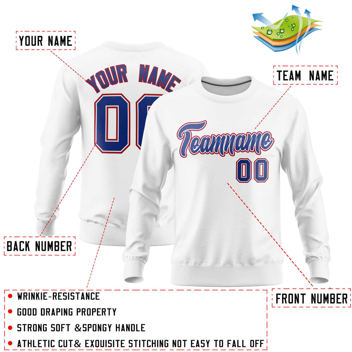 Custom White Classic Style Personalized Uniform Pullover Hoodie