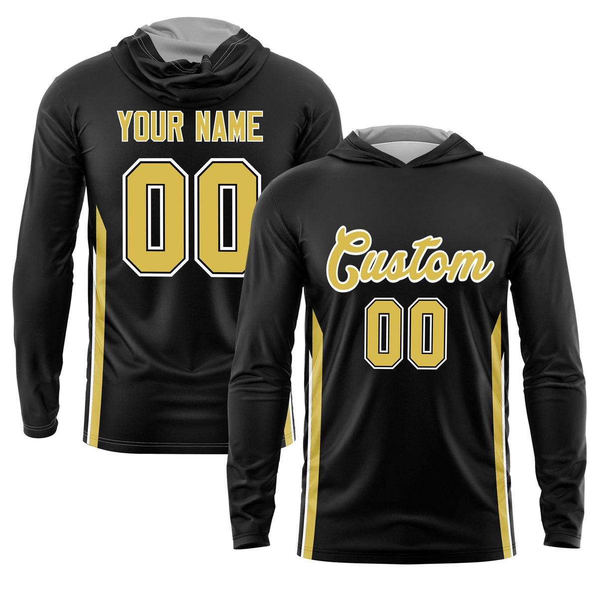 Custom Black Gold Basketball Shooting Shirt Performance Training Lightweight Hoodie| KXKSHOP