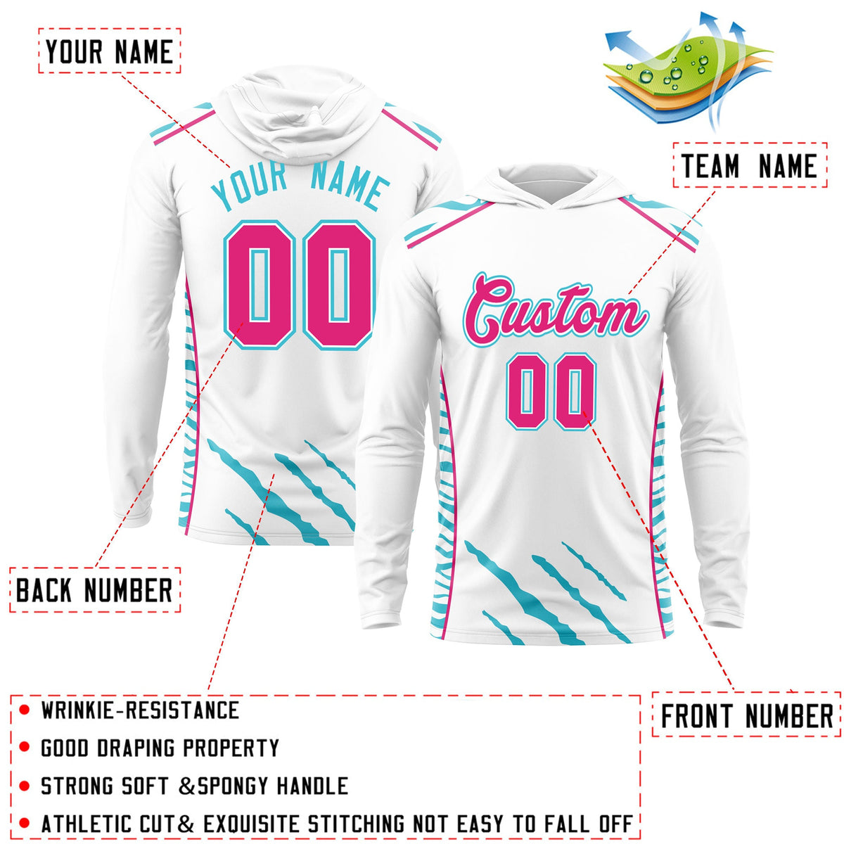 Custom White Basketball Shooting Shirt Performance Training Lightweight Hoodie| KXKSHOP