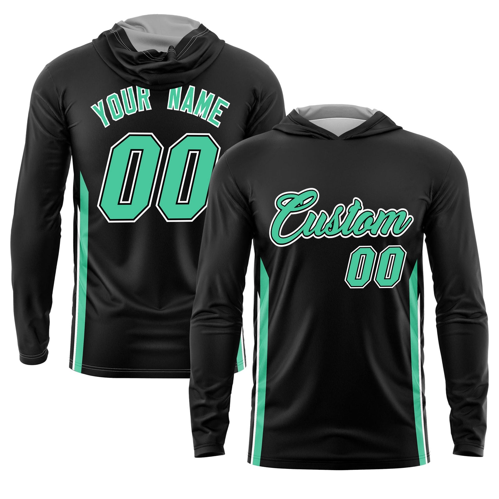 Custom Black Bright green Basketball Shooting Shirt Performance Training Lightweight Hoodie| KXKSHOP
