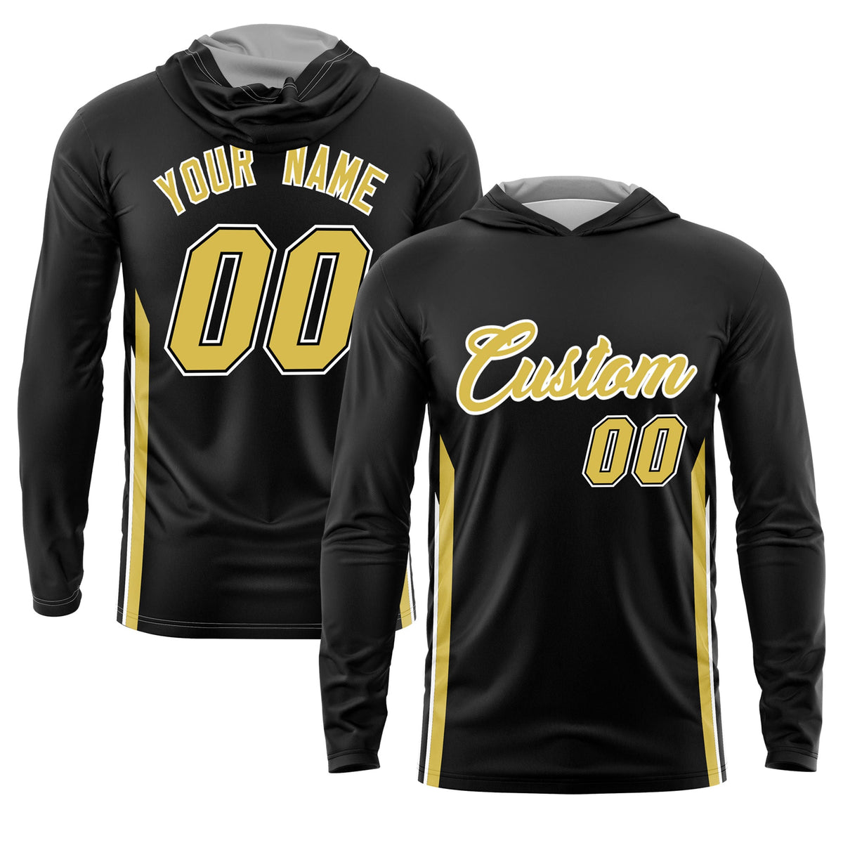 Custom Black Gold Basketball Shooting Shirt Performance Training Lightweight Hoodie| KXKSHOP