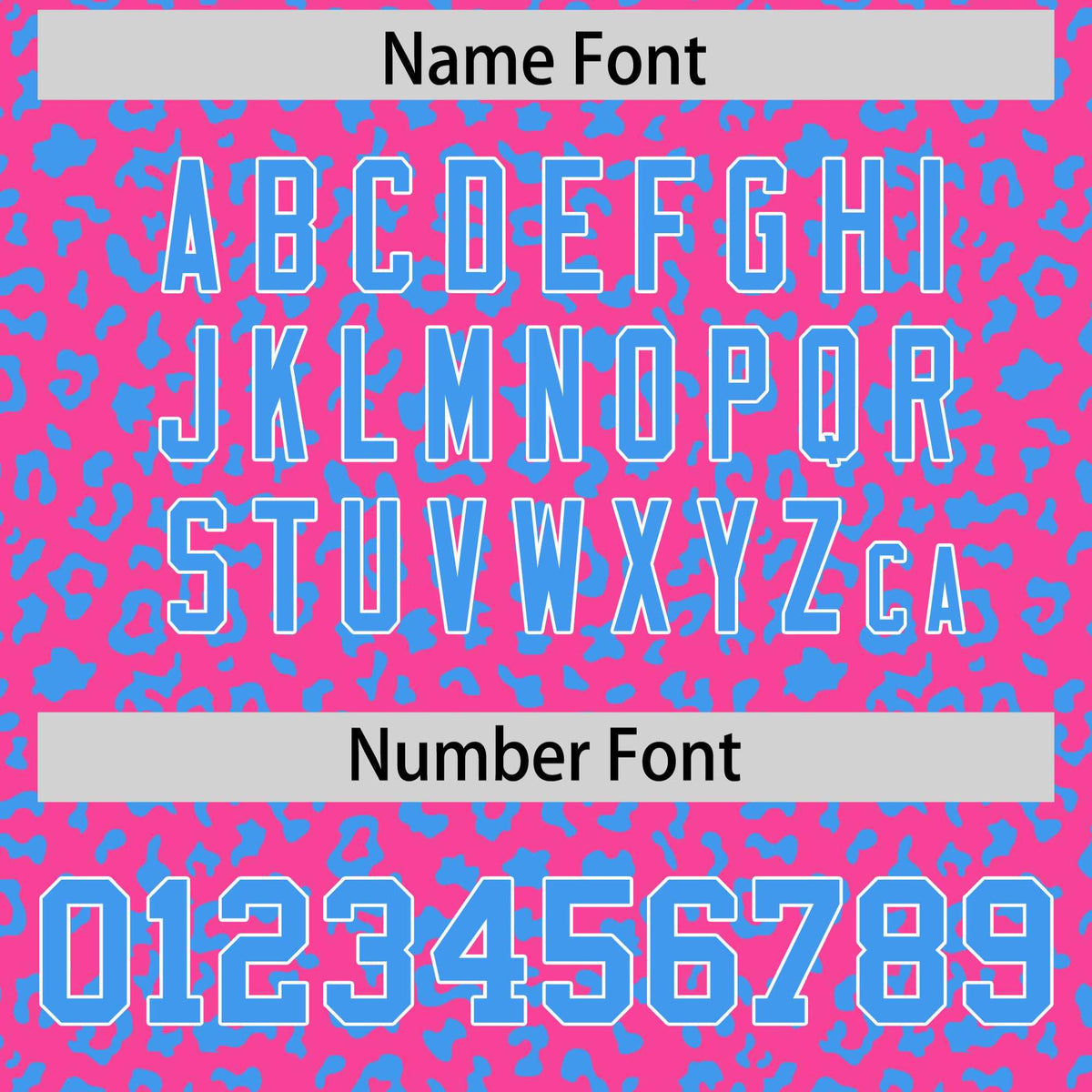 Custom Pink Powder Blue Varsity Full-Zip Letterman Leopard Print Hoodie Jacket