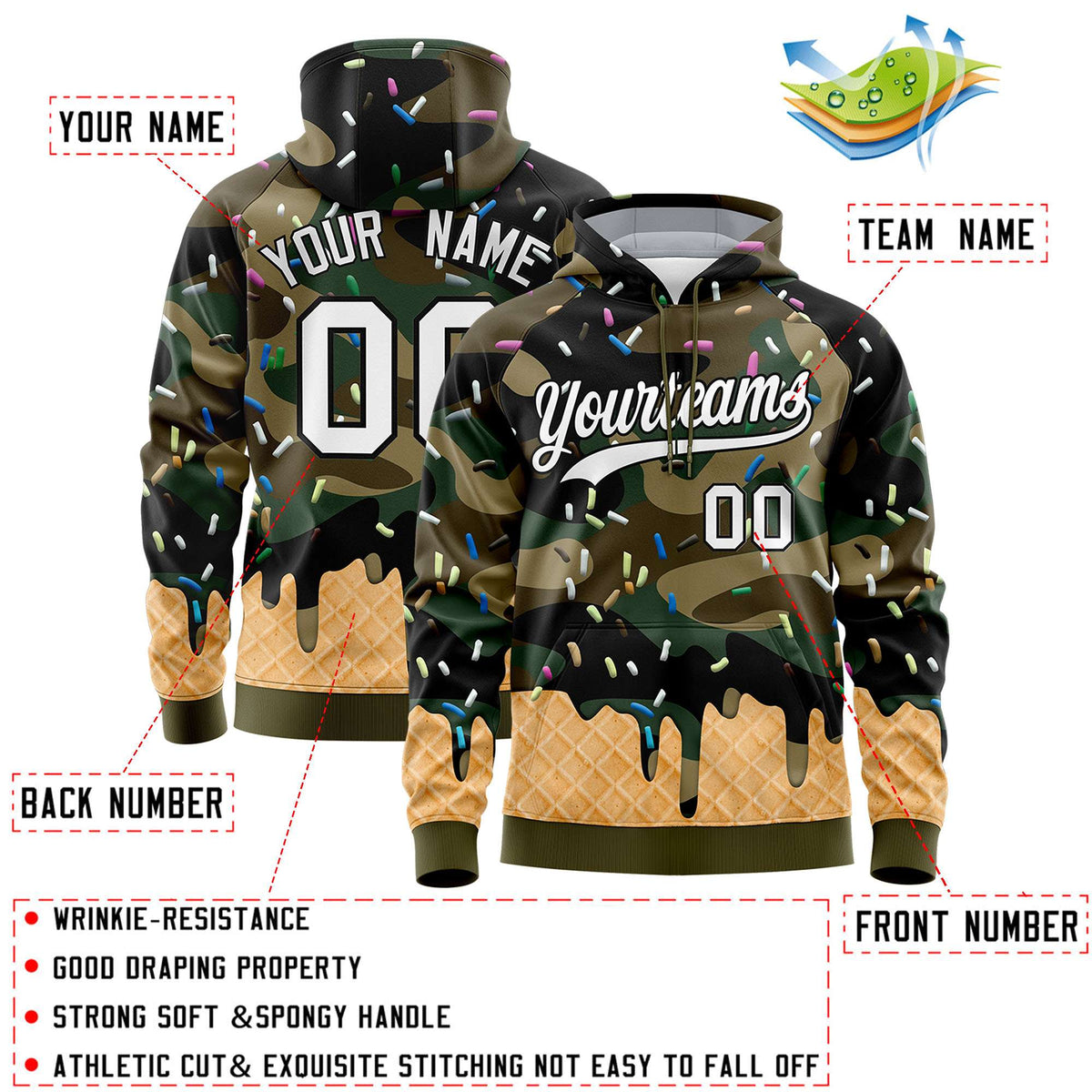 Custom American Flag Graffiti Pattern Fashion Hoodie Athletic Pullover Sweatshirt