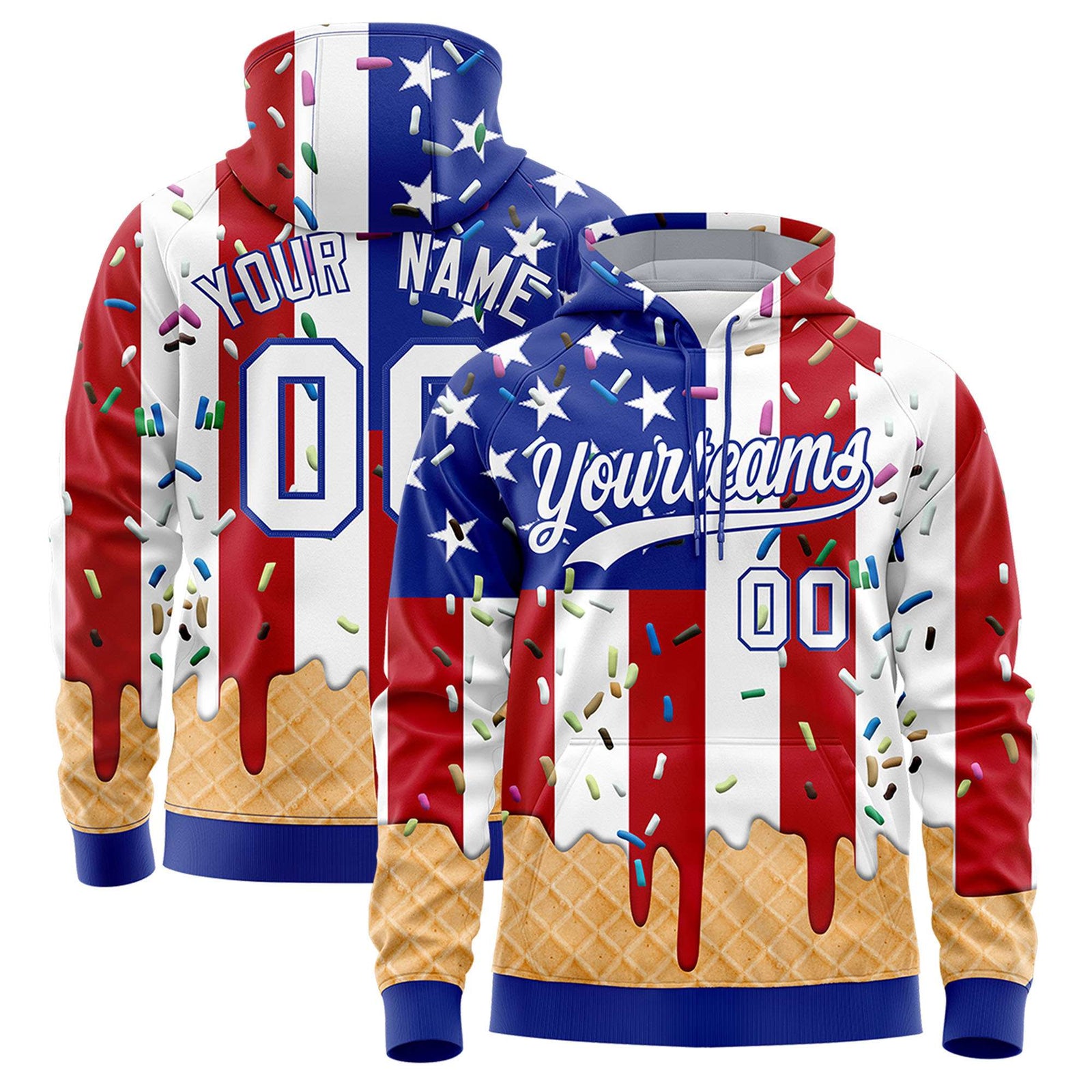 Custom Rainbow Graffiti Pattern Fashion Hoodie Athletic Pullover Sweatshirt