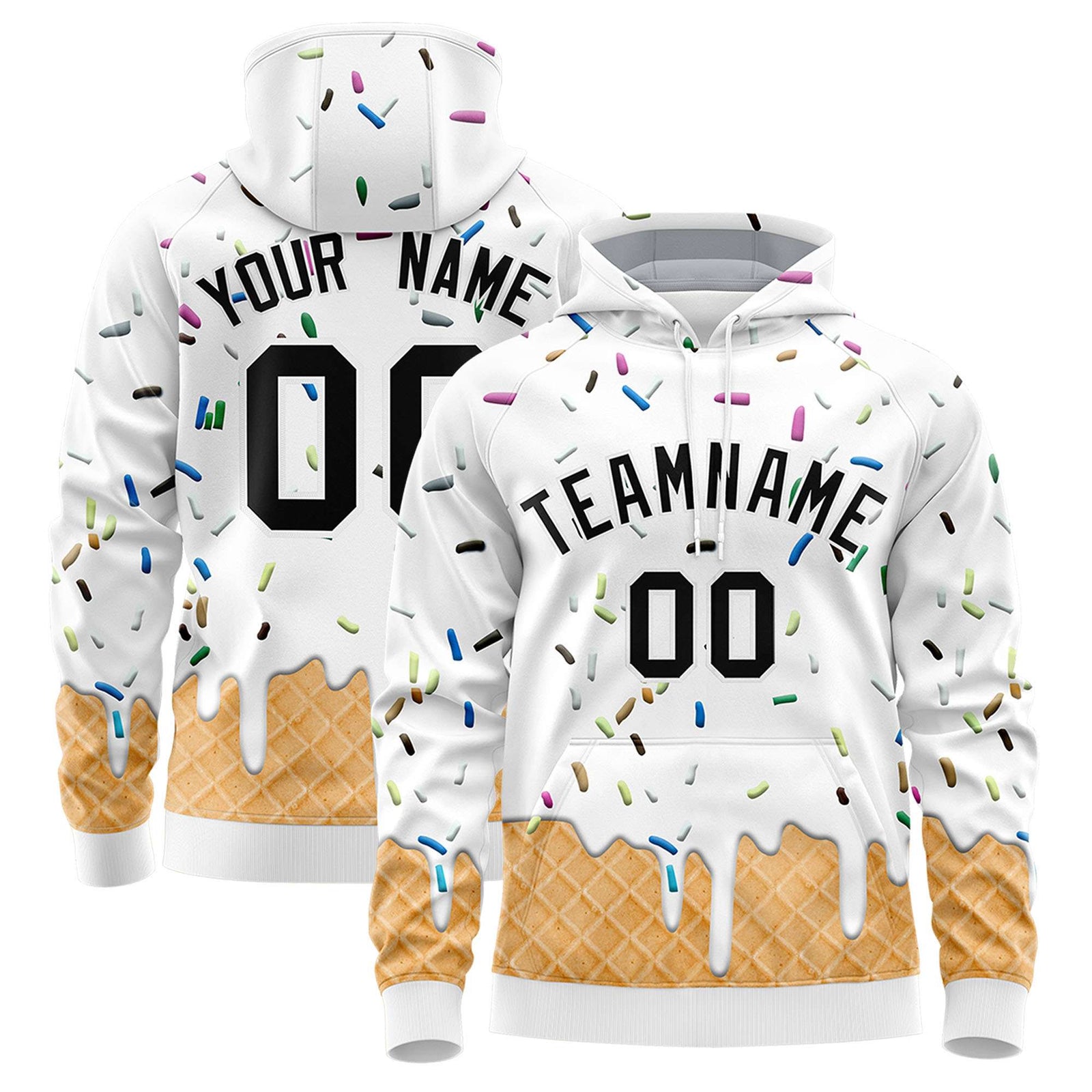 Custom White Graffiti Pattern Fashion Hoodie Athletic Pullover Sweatshirt