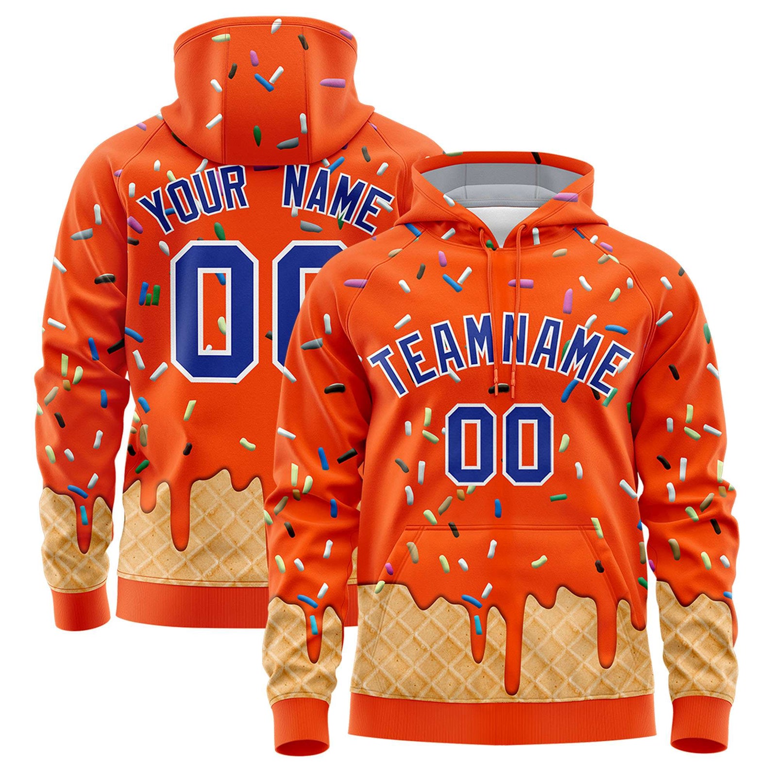 Custom Orange Graffiti Pattern Fashion Hoodie Athletic Pullover Sweatshirt