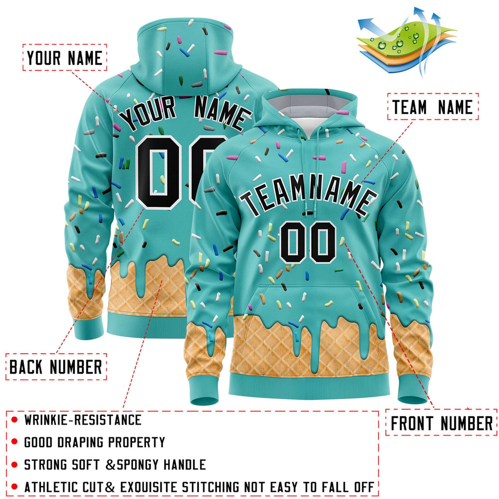 Custom Bright Green Graffiti Pattern Fashion Hoodie Athletic Pullover Sweatshirt