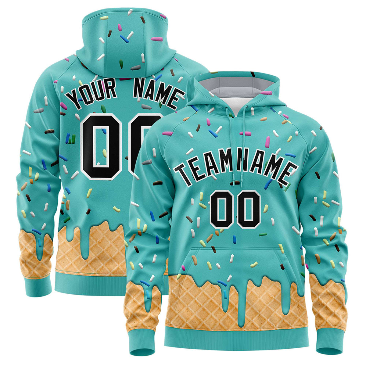 Custom Bright Green Graffiti Pattern Fashion Hoodie Athletic Pullover Sweatshirt