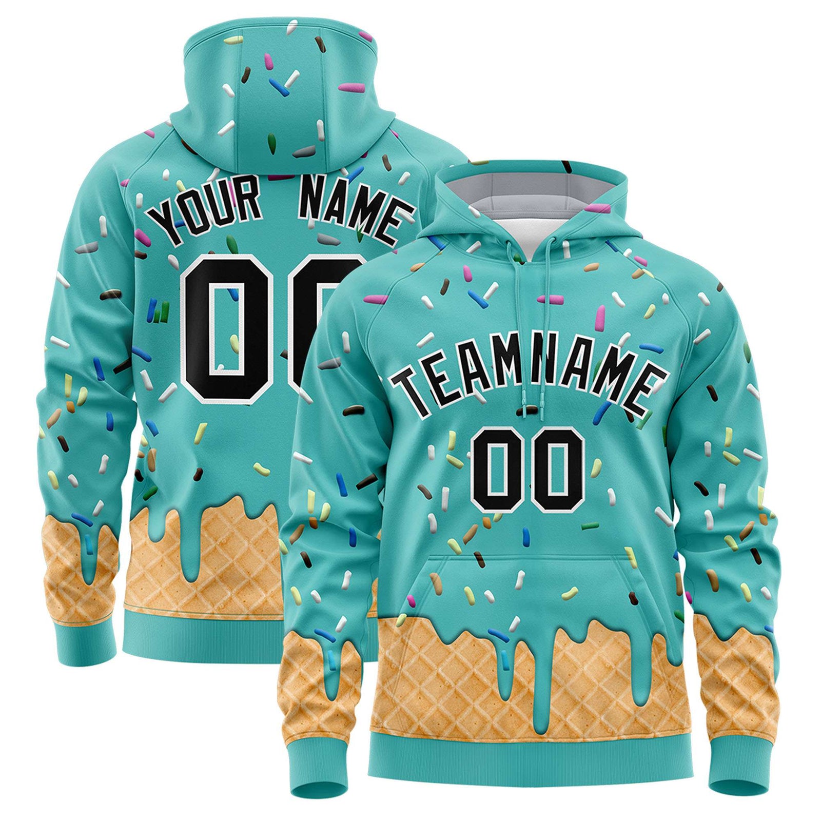 Custom Bright Green Graffiti Pattern Fashion Hoodie Athletic Pullover Sweatshirt