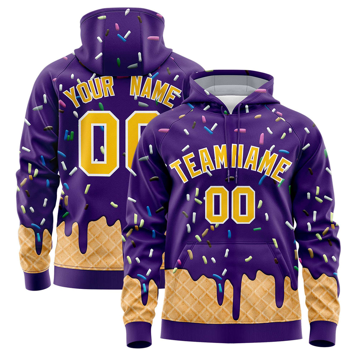 Custom Purple Graffiti Pattern Fashion Hoodie Athletic Pullover Sweatshirt