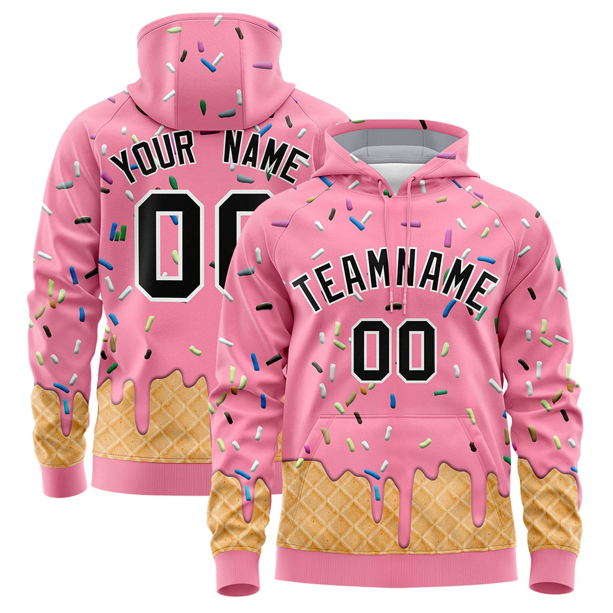 Custom Light Pink Graffiti Pattern Fashion Hoodie Athletic Pullover Sweatshirt