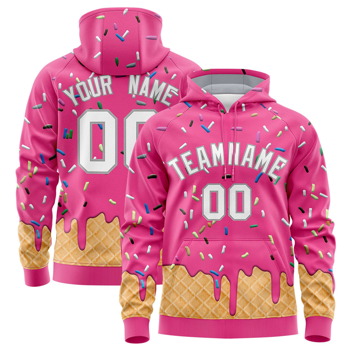 Custom Pink Graffiti Pattern Fashion Hoodie Athletic Pullover Sweatshirt