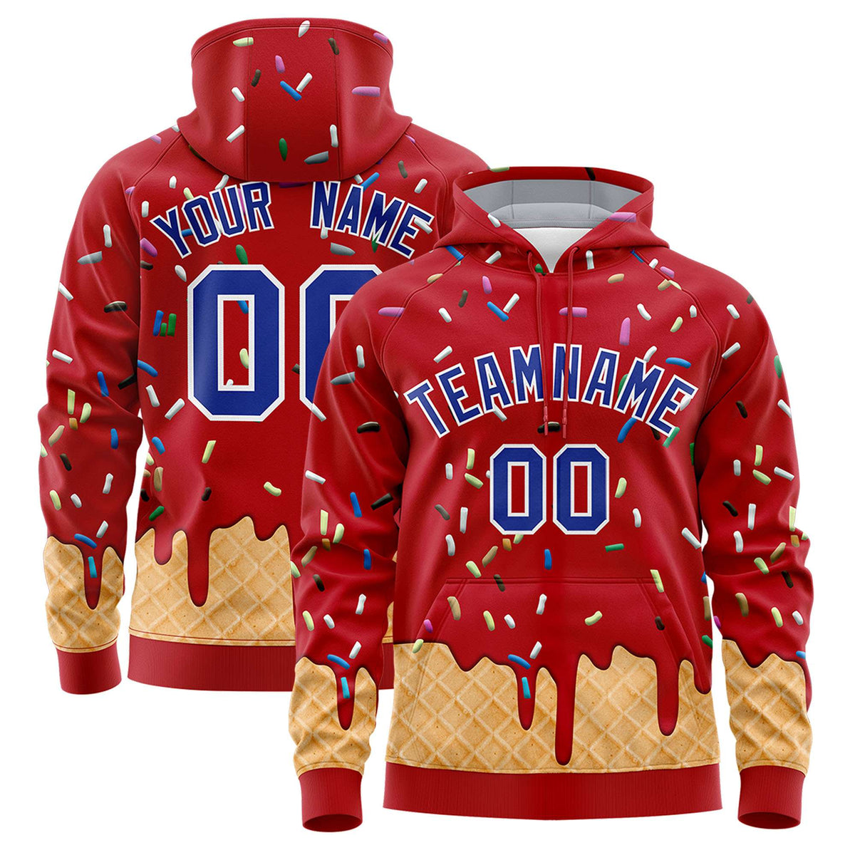 Custom Red Graffiti Pattern Fashion Hoodie Athletic Pullover Sweatshirt