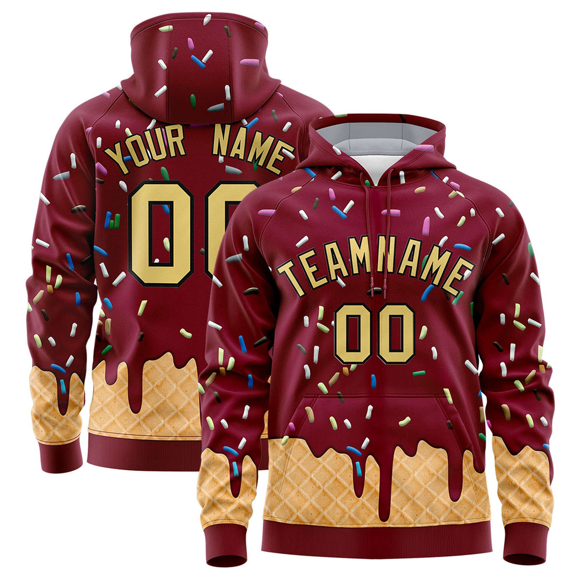 Custom Crimson Graffiti Pattern Fashion Hoodie Athletic Pullover Sweatshirt